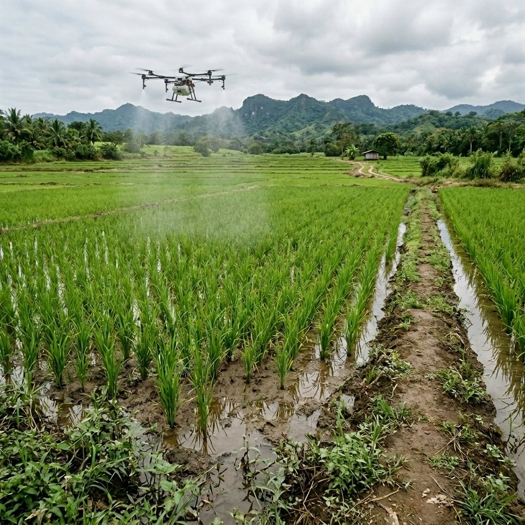 Campo agrícola moderno y sostenible